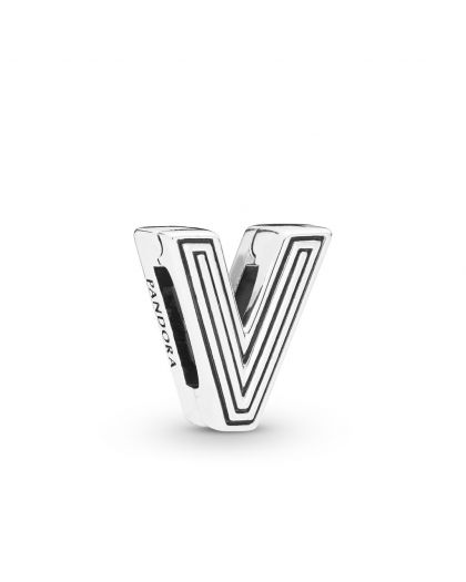 PANDORA REFLEXIONS LETTER V SILVER CLIP CHARM